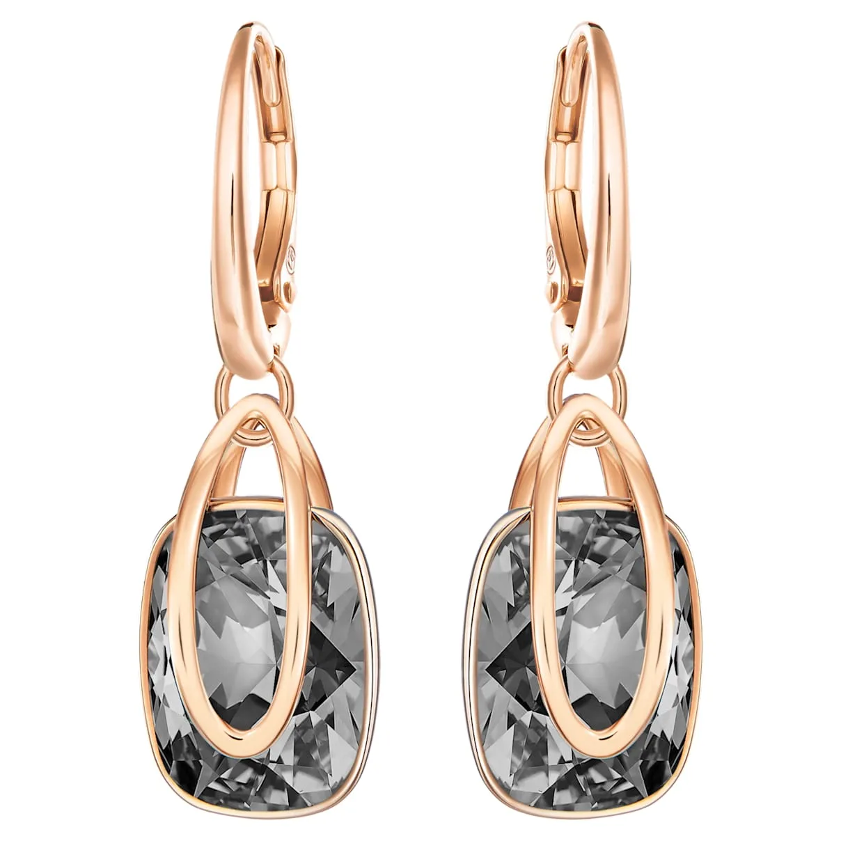Orecchini pendenti Holding, Grigi, Finitura oro rosa 18K OS - Swarovski - FashionsVida