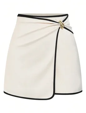 Falda esbelta de línea A con hebilla metálica retorcida y cintura alta, diseño elegante para ir al trabajo XL - Shein - FashionsVida