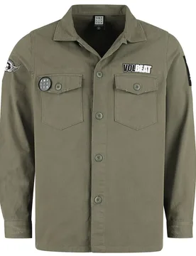 Langarmhemd - Amplified Collection - Military Shirt - Shacket - M - für Männer - Größe M - khaki - Lizenziertes Merchandise! - Männer - male - Volbeat - FashionsVida