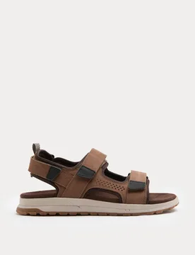 Nubuck Riptape Two Strap Sandals Tan male - M&S - FashionsVida