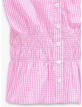 Camisa de mujer 100% algodón de manga corta con fruncido y estampado vichy - Parfois - FashionsVida
