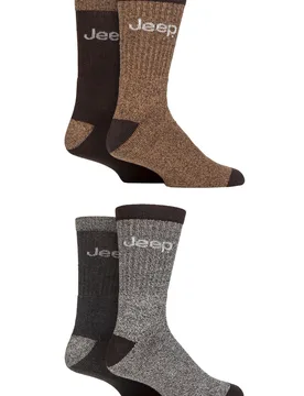 Mens 4 Pair Marl Regenerated Cotton Boot Socks Brown / Earth 6-11 - Brown - Size: 6-11 Mens - Jeep - FashionsVida