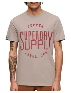 T-shirt à Manches Courtes Copper Label Workwear Deep Beige Slub XL - Superdry - FashionsVida