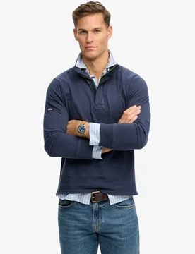 Superdry Herren Cotton Classics Jersey Sweatshirt mit Halbreißverschluss Navy - Größe: S - 79.99 - FashionsVida