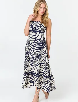 Women's Printed A-Line Cami Strap Maxi Dress in Navy Size: 16 - Navy - Size: 16 - Izabel London - FashionsVida