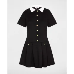 Vestido corto con cuello a contraste