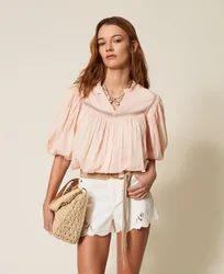 Blouse en mousseline avec fronces