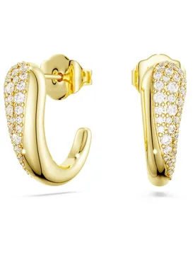 Orecchini a cerchio Classica, Taglio Round, Bianchi, Argento Sterling, finitura oro 18k OS - Swarovski - FashionsVida