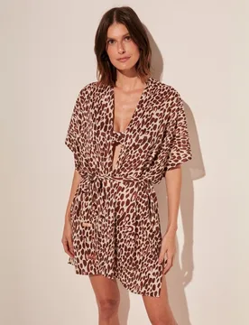 Vestido de playa corto animal print - Agua de coco - FashionsVida