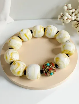 Russian freeform , bone china white floral amber Tibetan ethnic style art bracelet for men and women - Aliexpress - FashionsVida