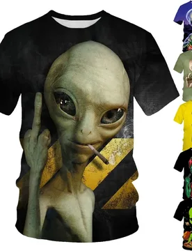 Funny Alien 3D Printed T Shirt Men Fashion UFO Invader Graphic Tee Summer Y2K Streetwear Short Sleeve Kids Womens Clothing Tops - Aliexpress - FashionsVida