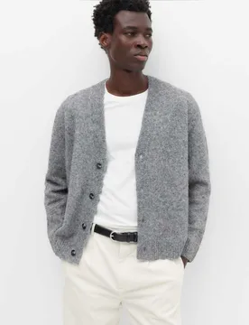 Lofty Knitted Cardigan Grey male - M&S - FashionsVida