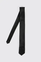 Herren Einfarbige Schmale Krawatte Black