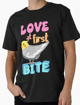 Love at first bite Cockatiel Funny Birb merch Parrot Kawaii Funny Parrot Gift T-shirt for Birds Lover Short Sleeve Graphic Tee - Aliexpress - FashionsVida