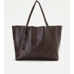 Bolso shopper maxi efecto piel con pompón