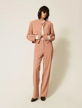Pantalon droit en sergé avec poches - TWINSET - FashionsVida