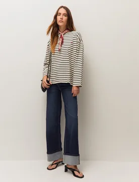 Pantalón vaquero de mujer con detalle de vuelta en el bajo - System Action - FashionsVida
