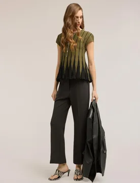 Pantalones de mujer rectos en cady crêpe cierre frontal sastre - Motivi - FashionsVida