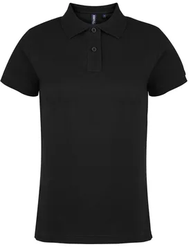 Womens/ladies Plain Short Sleeve Polo Shirt (Black) - Size 2xl - Asquith & Fox - FashionsVida