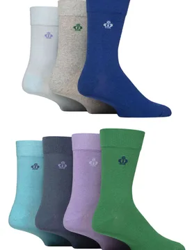 Mens 7 Pair Plain Recycled Cotton Socks Multi 7-11 - Assorted - Size: 7-11 Mens - Jeff Banks - FashionsVida