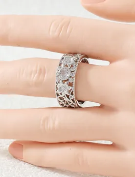 Vintage Style Hollowed Out Flower Pattern Ring Inlay Synthetic Zircon Silver Plated Ring Women's Exquisite Fashion Jewelry - Aliexpress - FashionsVida