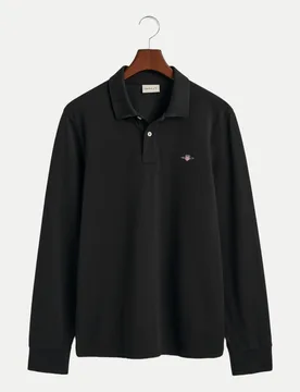 Langarmshirt mit Polokragen Schwarz M - Gant - FashionsVida