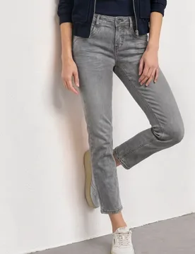 Mid Waist Straight Leg Jeans im Slim Fit female Grau - Street One - FashionsVida
