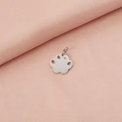 Pcs/Lot Stainless Steel High Dog Pet Paw Charms With Zircon Pendant For DIY Making Necklace Jewelry Accessories