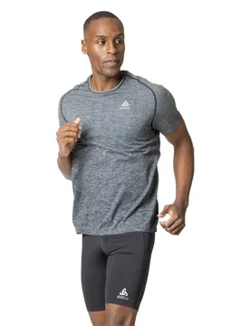 Crew Essential Seamless Short Sleeve T-shirt Grey Melange L Men - Odlo - FashionsVida