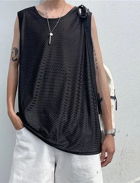 Quick Dry Gym Ice Silk Summer Loose Mesh Sleeveless Men Vest T Shirts Sports Fashion Oversized Couple Fitness Tank Black White - Aliexpress - FashionsVida
