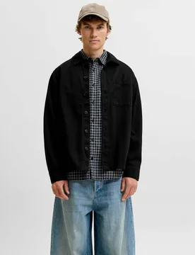 Pure Cotton Twill Overshirt Black male - Jack & jones - FashionsVida