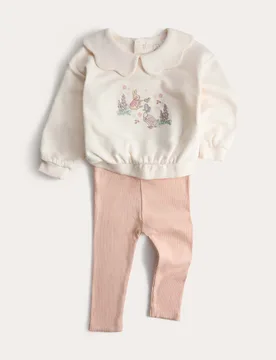 Pc Cotton Rich Peter Rabbit™ Collar Sweat Outfit (0-3 Yrs) Cream Mix male - M&S - FashionsVida