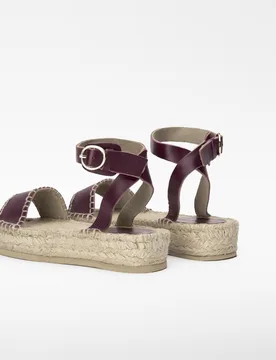 Sandalias de tiras de mujer de yute con tira en piel - Adolfo Dominguez - FashionsVida