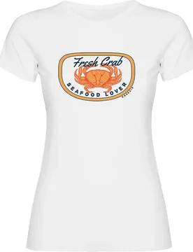 Fresh Crab Short Sleeve T-shirt White S Women - Kruskis - FashionsVida
