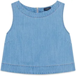 Top crop de mujer en denim sin mangas