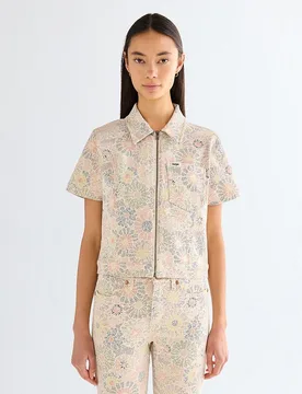 Sobrecamisa de mujer de manga corta con estampado años 70 - Wrangler - FashionsVida