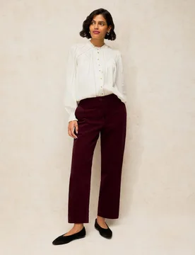 Illy Cord Straight Leg Cropped Trousers Plum female - White stuff - FashionsVida
