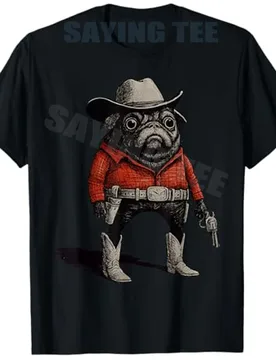 Cowboy Pug Dog Funny Western Outfit Red Pug Cowboy Meme T-Shirt Y2k Art Aesthetic Clothes Novelty Gift Dog Lover Graphic Tee Top - Aliexpress - FashionsVida