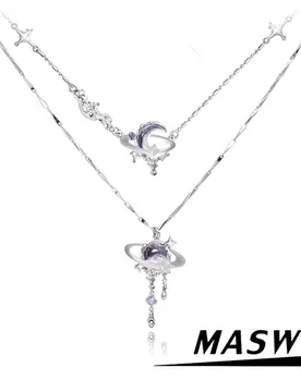 MASW Original Design Temperament Delicate Purple Moon Necklace For Women 2025 Trend New Modern Jewelry Fine Accessories - Aliexpress - FashionsVida