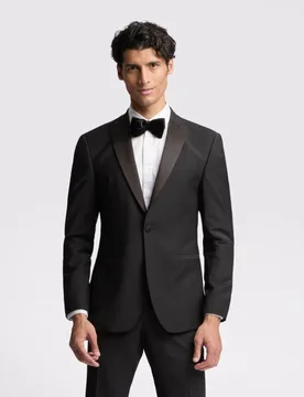 Mens Slim Fit Tuxedo Suit Jacket - Black Wool - Size 50 (Chest) - Ted baker - FashionsVida