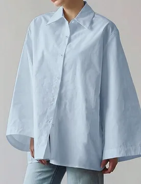 Camisa casual de mujer de unicolor elegante con cuello vuelto y manga larga, de tela de poliéster, adecuada para la oficina y el uso diario, primaver - Shein - FashionsVida