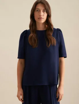 Shirtbluse Uni Blau 34 - Seidensticker - FashionsVida