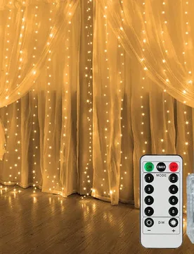 Luces De Cortina De Guirnalda Led Con 8 Modos, Alimentado Por USB Con Control Remoto, Cadena De Luces De Hadas Ideal Para Bodas, Navidad Y Decoración - Shein - FashionsVida