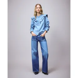 Pantalón wide leg de mujer con bolsillo delantero