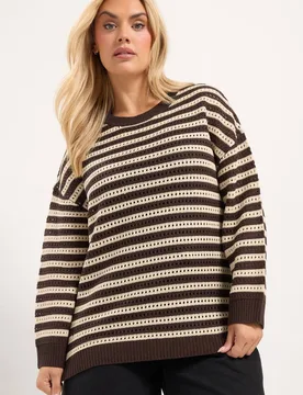 Women's Knitted Stripe Jumper Size: 14-16 - Multicolor - Size: 14-16 - Yours - FashionsVida