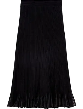 Falda midi de punto acampanada con bajo peplum calado - Maje - FashionsVida