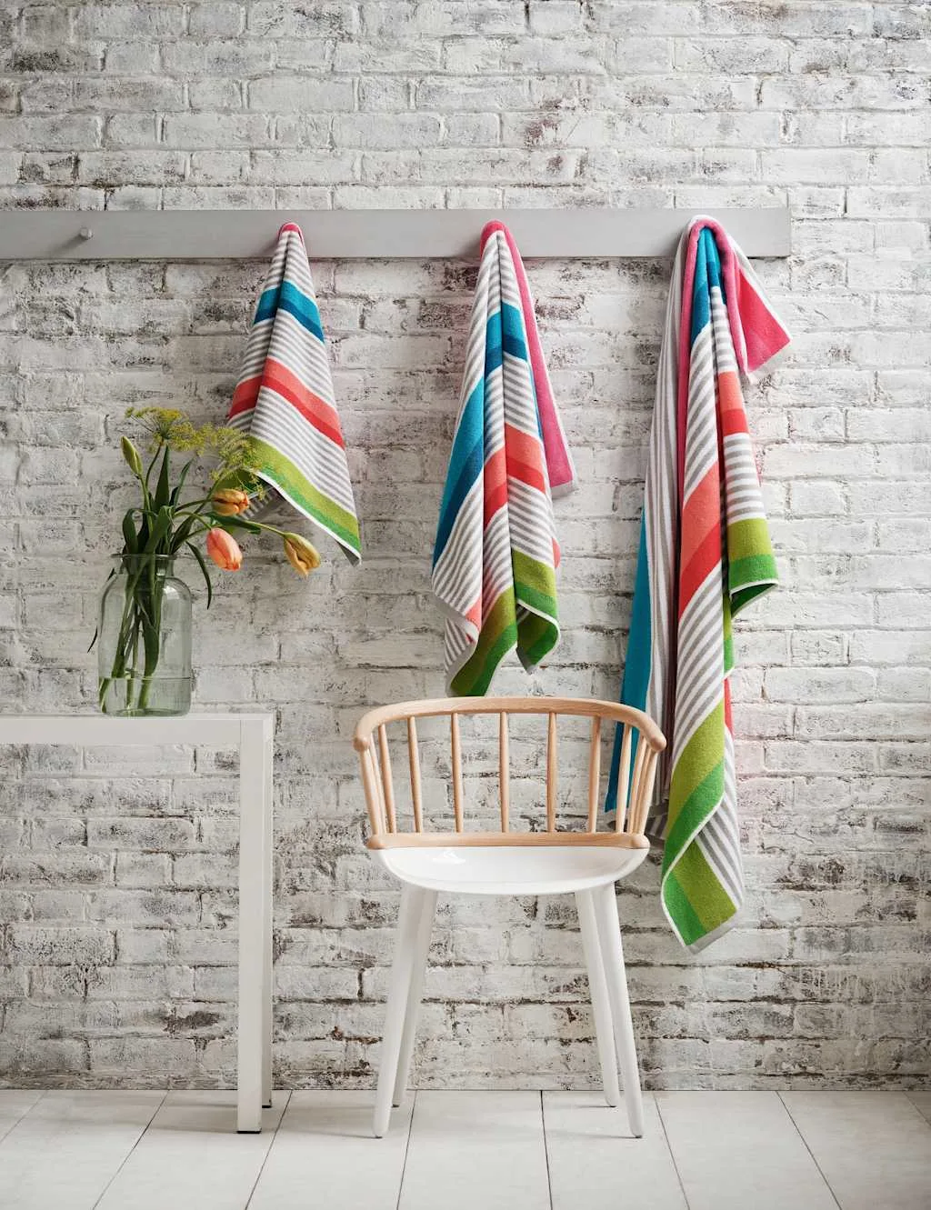 Pure Cotton Striped Towel Multi - Designers Guild - FashionsVida