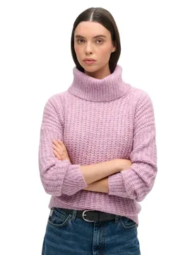 Maglione A Collo Alto Brushed Rib Slouch Nk Dusty Rose Twist L-XL - Superdry - FashionsVida