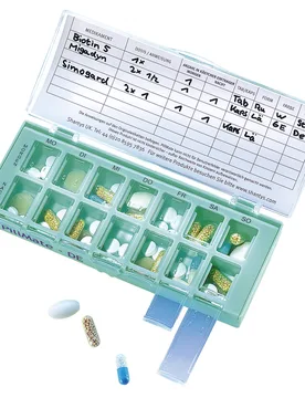 Tablettenbox 7 Tage, inkl. 2 Fächer pro Tag mehrfarbig - walzvital - FashionsVida
