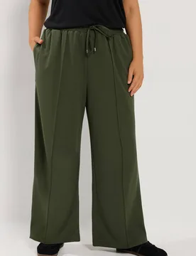 Women's Pleat Wide Leg Trousers in Green Size: 20R - Green - Size: 20R - Yours - FashionsVida